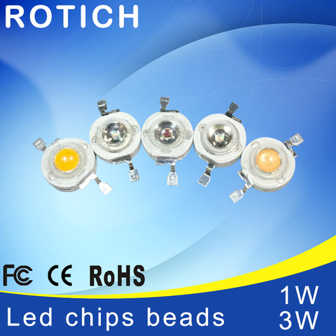 10pcs / lot Epistar High Power 1W / 3W led chips beads bulb diode lamp Warm white / white / red / blue / green for LED Spotlight ► Photo 1/3