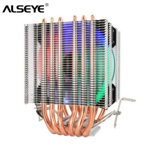 ALSEYE 6 Heat Pipes CPU Cooler for Intel 115X 1366 9cm RGB Fan Dual-tower CPU Fan Cooling ► Photo 1/6