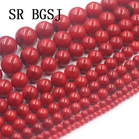 Free Shipping 4-18mm Natural Round Sea Bamboo Red Coral Gems Jewelry Making Loose Beads Strand /6pcs ► Photo 1/1