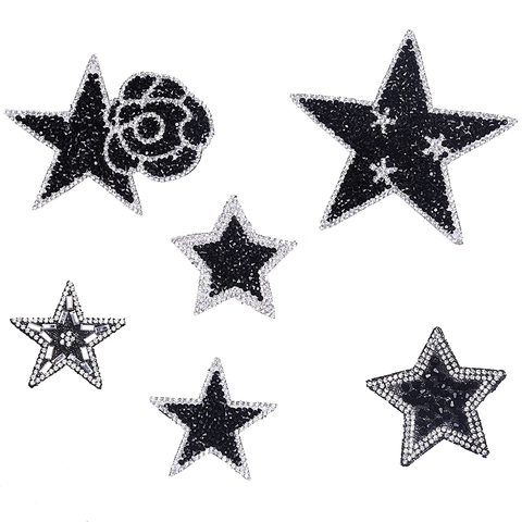Rhinestone Star Diamond Patches Iron Patches for Clothing  Iron-On Flower Patch  3D Applique  Iron on Transfer  Patches ► Photo 1/5