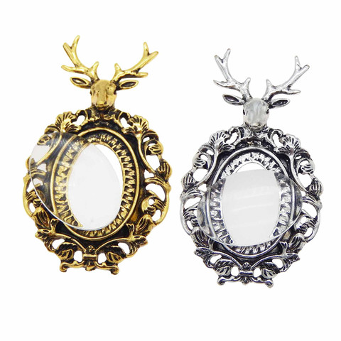 Mix Animal DIY Antique   Gold Elk Glass Cabochon Cameo Base Setting Blank Tray Charm Alloy Pendant Necklace Jewelry MakingColor ► Photo 1/6