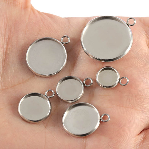 New Arrive 20pcs/lot 6-30mm High Quality Stainless Steel Pendant DIY Base Cabochon Settings Blank Tray For Cameo Jewerly Making ► Photo 1/6