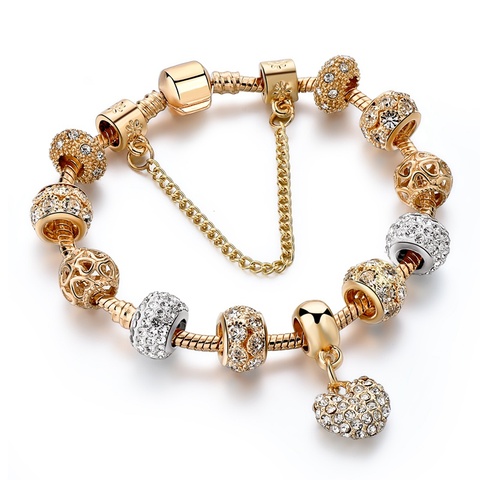 Szelam Luxury Crystal Heart Charm Bracelets & Bangles Gold  Bracelets For Women Jewellery Pulseira Feminina Sbr170020 ► Photo 1/6