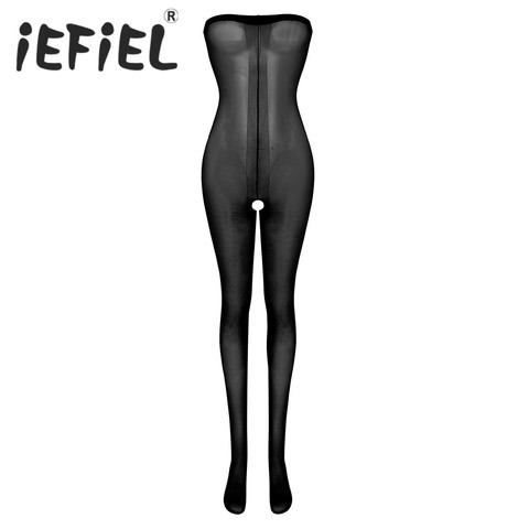 New Arrival Sexy Female Women Ultra Shimmery Stretch Toe to Bust Crotchless 30 Denier Body Stocking Pantyhose Lingerie Bodysuit ► Photo 1/6