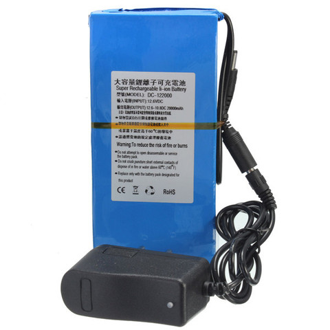 High Quality DC 12V 20000mAh Li-ion Super DC 12V 20A Rechargeable Battery Pack with US/EU charger ► Photo 1/5