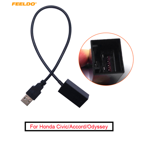FEELDO 1PC USB AUX Extension Adapter Cable Wire For MITSUBISHI Outlander/ASX/Lancer 2009~Onward OEM Head Unit Audio Media System ► Photo 1/1
