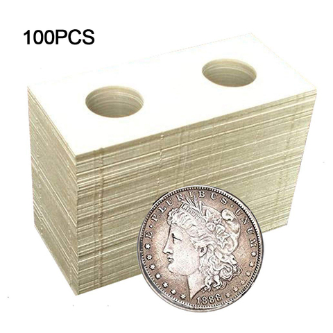 100pcs Dia. 40mm Cardboard Coin Holders Storage Clip case paper bags Flip Paper Boards 1 oz Coin Collection Holder Supplies Flip ► Photo 1/5