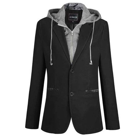 New Fashion Autumn Winter Suit Blazer Men Casual Designs Suit Jacket Hooded Detachable Fake 2 PCS Blazer Man Clothes ► Photo 1/1