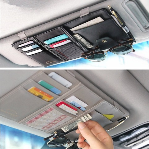 Car Styling Visor Organizer Auto Sun Visor Storage Pouch Car Organizer Sunglasses Holder Card Organizer Ticket Pocket Pen Holder ► Photo 1/6