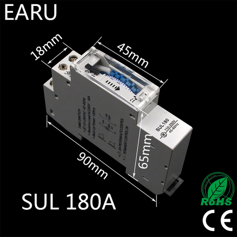 SUL180a 15 Minutes Mechanical Timer 24 Hours Programmable Din Rail Timer Time Switch Relay Measurement Analysis Instruments New ► Photo 1/6
