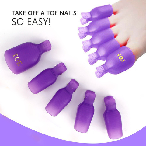 5 Pcs Foot Toe Soak Off Cap Set Colorful Plastic Clip UV Gel Polish Remover Wrap Manicure Nail Art Tool Kit Manicure Tool ► Photo 1/6