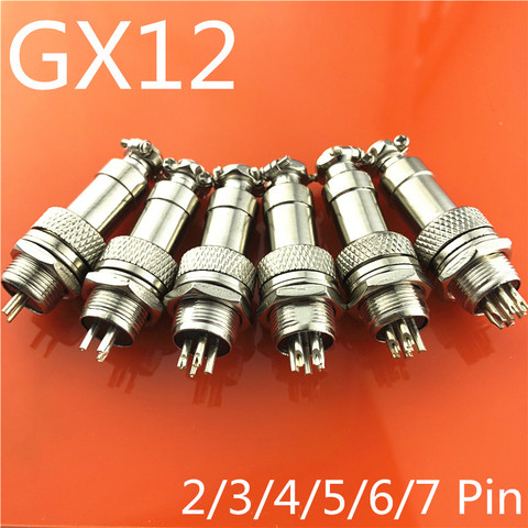 1set GX12  2/3/4/5/6/7 Pin Male + Female 12mm Wire Panel Connector Aviation Connector Plug Circular Socket Plug with Cap Lid ► Photo 1/4