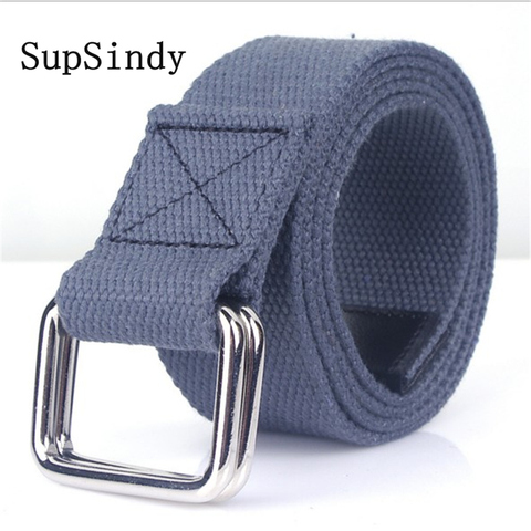 SupSindy Fashion Casual men belt Double ring buckle Colorful Canvas waist belt luxury designer Jeans for women belts Top quality ► Photo 1/6