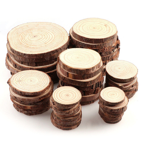 3-12cm Thick 1 Pack Natural Pine Round Unfinished Wood Slices Circles With Tree Bark Log Discs DIY Crafts Wedding Party Painting ► Photo 1/6