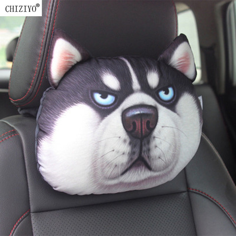 CHIZIYO Newest 2022 3D Printed Schnauzer Teddy Dog Face Car Headrest Neck Rest Auto Neck Pillow Without Filler ► Photo 1/5