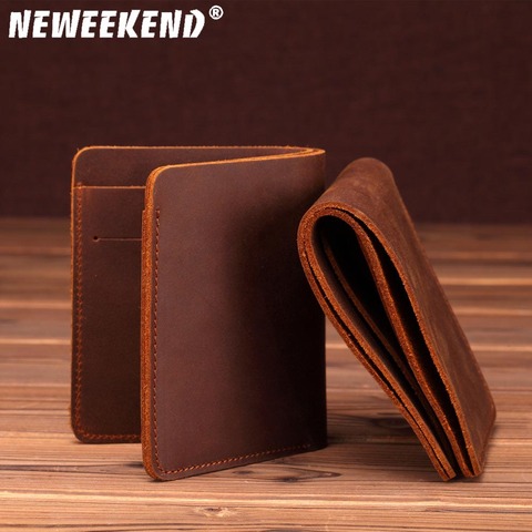 Wholesale Crazy Horse Leather Hand-made Leather Men's Purses Retro Top Layer Leather Dollar Purses Money Clip SF ► Photo 1/1