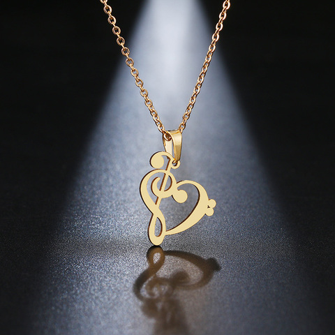 DOTIFI Stainless Steel Necklace Music Symbol Heart Of Treble And Bass Clefs Infinity Love Charm Pendant Necklaces Unisex Jewelry ► Photo 1/5