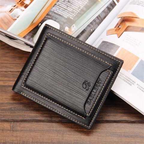 Hot sale Short designer Men's leather wallets Multifunctional male removable card holder purse for man Black Coffee ► Photo 1/5