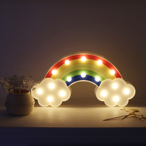 Night Light Rainbow Wall Lamps Battery Powered For Kids Rooms Decor Plastic Table Party Decorative LED Night Lights Lamp ► Photo 1/6