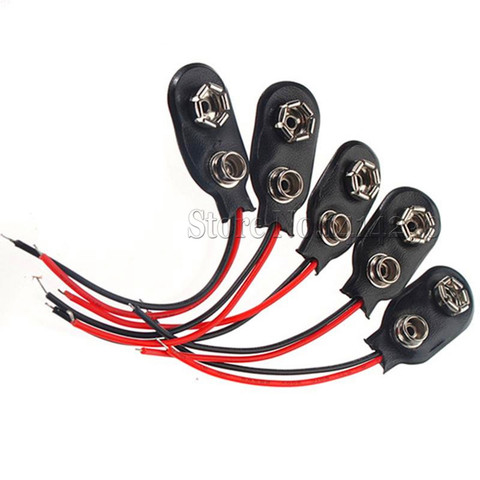 10Pcs 10cm 15cm Black Red Cable Connection 9V Battery Clips Connector Buckle ► Photo 1/2