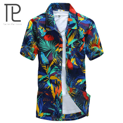 Tailor Pal Love 2022 Summer Hawaiian Shirt Men Casual Short Sleeve Mens Beach Shirts Floral Printing ► Photo 1/3