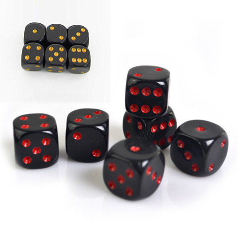 10PCS/Lot 16mm D6 Acrylic Black rounded dice with Red dot Drinking Digital Dices for Board Gambling 6 Sides Poker Party Game ► Photo 1/5