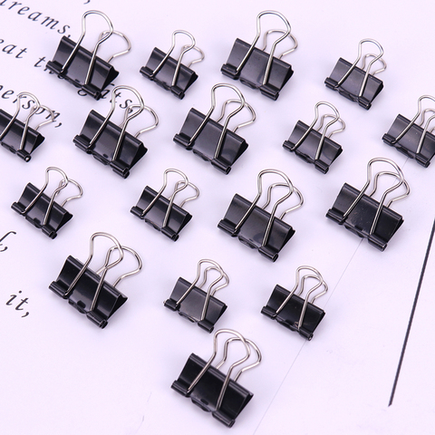 12PCS/Pack Black Metal Binder Clips 19/15mm Notes Letter Paper Clip Office Supplies Binding Securing Clip Product ► Photo 1/6