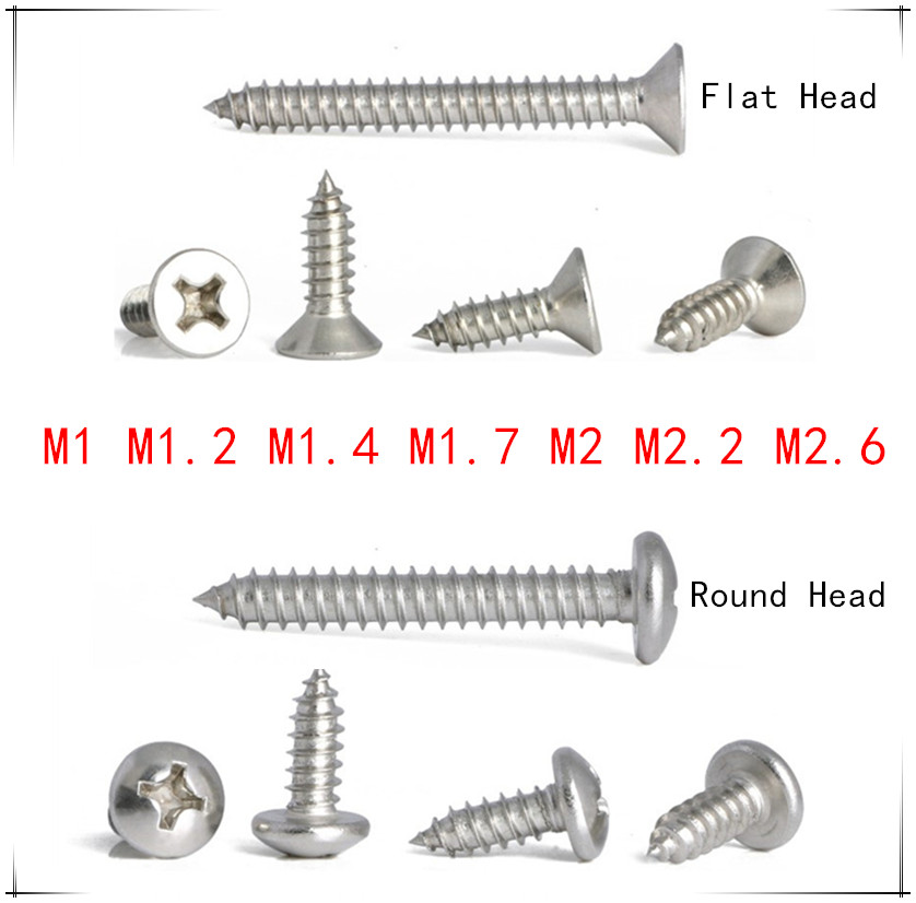 Round Head Screw Phillips Drive A2 Stainless M1.2 M8 Self Tapping Screws 