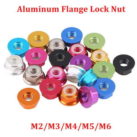 10pcs M2 M3 M4 M5 M6 Aluminum Flange Nuts aluminum Nylon Insert Lock Nut Self-locking locknut for RC Model Parts ► Photo 1/3
