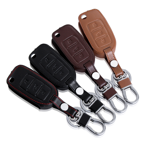 High quality genuine leather Key Cover For Skoda Octavia A4 A5 Fabia Superb Yeti Rapid Citigo ,3 Buttons fold key ► Photo 1/5