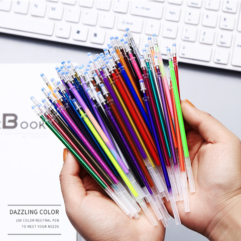 100pcs/bag 0.7mm Multicolor Gel Pen Refills Set Replaceable Colorful Flash Glitter Pen Refills For Writing DIY Painting Graffiti ► Photo 1/6