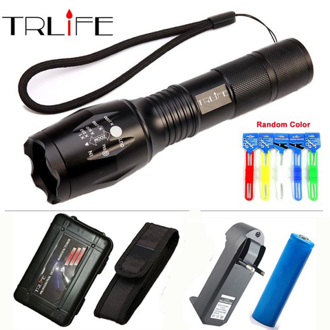 9000 Lumens Super bright E17 -T6 LED Flashlight 5 Modes Zoomable LED Torch 18650 Battery+Charger+Hoster+box+free gift ► Photo 1/5