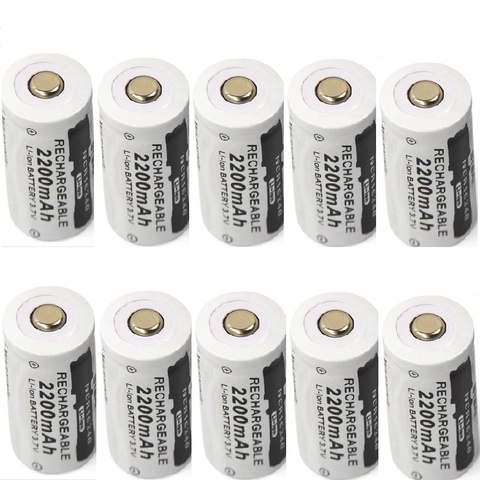 10PCS  CR123A RCR 123 ICR 16340 Battery 2200mAh 3.7V Li-ion Rechargeable Battery ► Photo 1/4