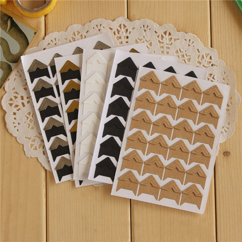 24 pcs (1 sheets)  DIY Photo Album Scrapbook Corner Sticker Photo Albums kraft Paper Stickers for Photo Albums Frame Decoration ► Photo 1/1