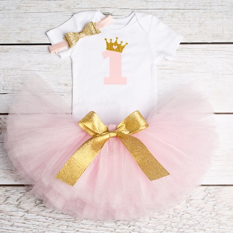 Baby First Birthday Outfits Mini Tutu 1 Year Party Toddler Christening Gown Baby Kids Dress For Girls Infant Boutique Clothing ► Photo 1/5