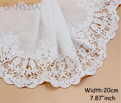 1yrd/lot Width:20cm Exquisite handmade cotton embroidery lace fabric ,Ivory color lace Garment embellishment (ss-578) ► Photo 1/3