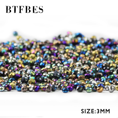 BTFBES 3mm Faceted Flat Round Austrian Crystals Loose Bead 200pcs Plating AB Glass Ball for Jewelry Necklace Bracelet Making DIY ► Photo 1/5