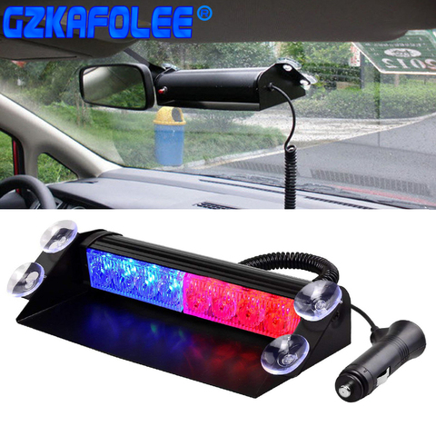 Car Truck Emergency Flasher Dash Strobe Warning Light Day Running Flash Led Police Lights 8 LEDs 3 Flashing Modes 12V ► Photo 1/6