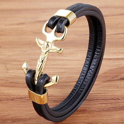 XQNI Gold & Steel Color Anchor Multi-layers Stitching Religions Bracelet Bangle For Male Christian Jewelry for Blessing Gift ► Photo 1/6