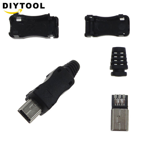 10 pcs/lot USB Male 5 Pin With Sheath Plastic Shell Micro USB Connector Jack Tail Phone Plug Mini Sockect Terminals Cover Solder ► Photo 1/6