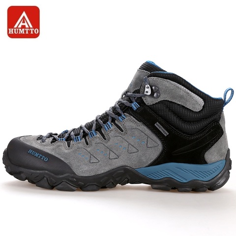 HUMTTO Hiking Shoes Men High Cut Breathable Lace-up Leather Sneakers Outdoor Mountains Climbing Shoes Common/Plus Fur Model ► Photo 1/6