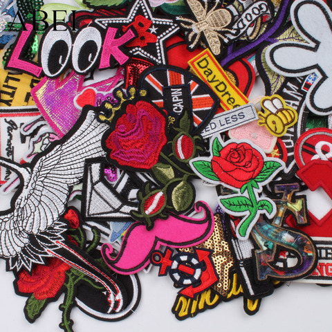 50pcs/lot Sew On Patches Random Styles Stickers For Clothing Backpack Jeans Decoration DIY Badge Appliques Patch Supplier ► Photo 1/6