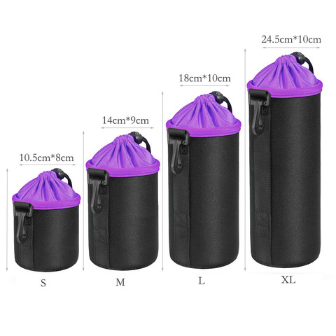 Purple Photo Protective Soft Neoprene Short Fluff Case DSLR Camera Lens Pouch Protector Bag Soft Bags Case Full Size S M L XL ► Photo 1/6
