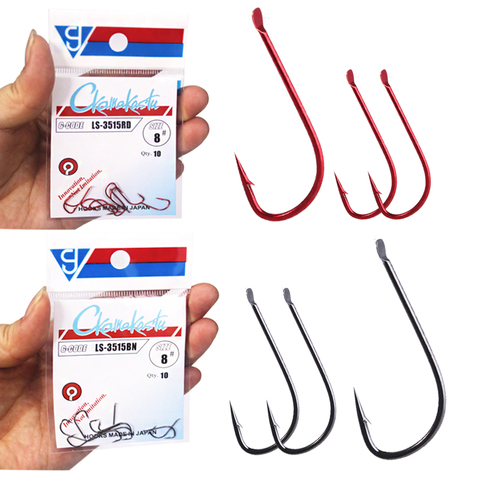 10pcs/lot sode fishing hooks  black and red color High Carbon Steel Fishing Hook Sode Non-Barb  gamakatsu ► Photo 1/6