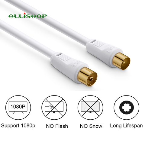 ALLiSHOP HDTV antenna cable 75 Ohm TV 9.5mm Coaxial Cable Premium Coax connector for DVB-T and DVB-T2, radio  ► Photo 1/6