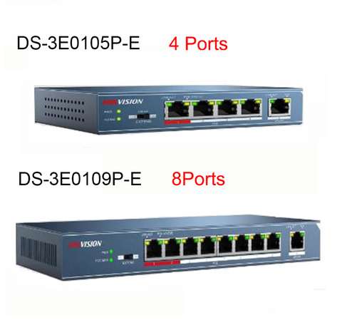 HIK DS-3E0105P-E DS-3E0109P-E 4 ports & 8 ports 100Mbps Unmanaged  PoE Switch DS-3E0105P-E DS-3E0109P-E ► Photo 1/1