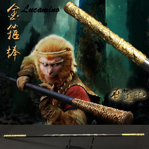 Wooden Monkey King Staff Kungfu Wooden Wushu Sticks Monkey Cudgels Carving dragon golden Cudgel Sun WuKong weapon practice ► Photo 1/6