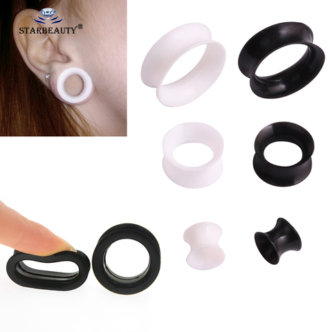 2 Pcs Silicone Comfortable Thin Double Flared Ear Plugs Flesh Tunnel Ear Gauge Expander Stretcher Earlets Earrings Ear Piercing ► Photo 1/6