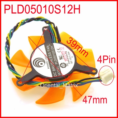 PLD05010S12H PLD05010S12L 12V 0.20A 47mm 39x39x39mm 4Pin For ZOTAC Graphics Card Cooling Fan ► Photo 1/1