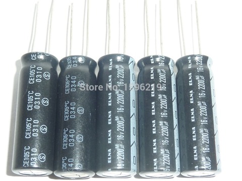 5pcs 2200uF 16V ELNA 10x30mm TOP GRADE Original 16V2200uF Aluminum Electrolytic capacitor ► Photo 1/3